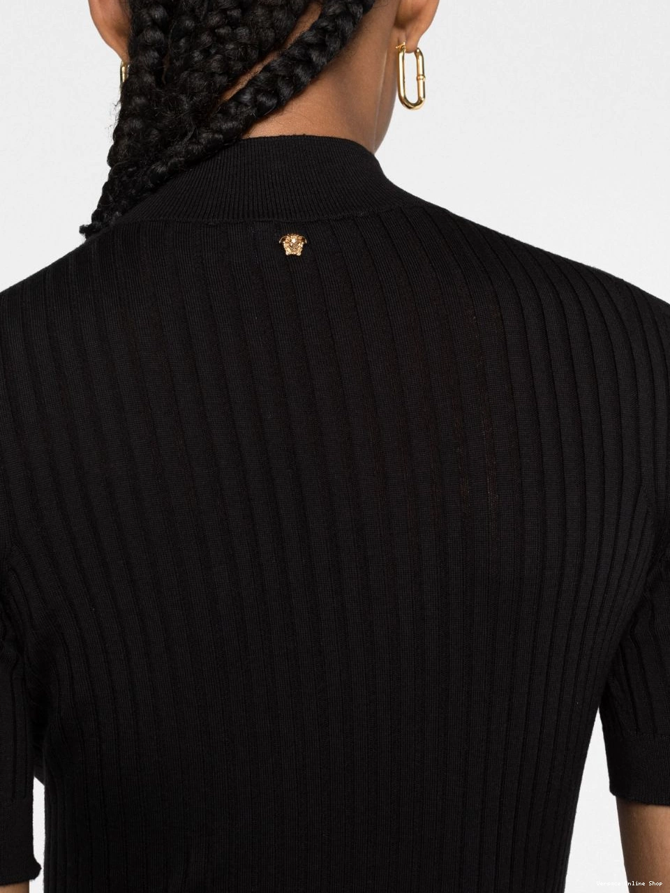Affordable Versace ribbed-knit top Women short-sleeve 0521